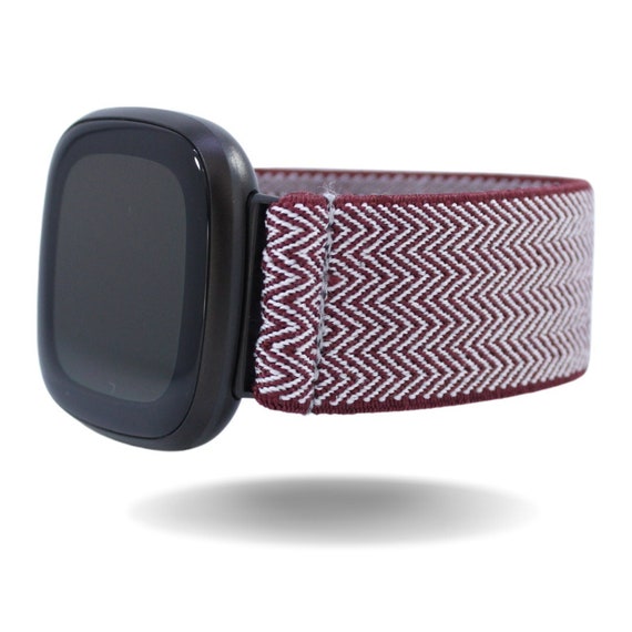 Buy Elastic Fitbit Sense 1 Versa 3 Watch Band Fits Fitbit Sense and Versa 3 Maroon White Chevron Handmade in USA Comfy Stretchy Custom Online in India Etsy