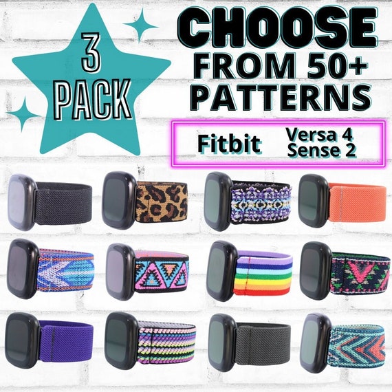 Paquete de 3 correas elasticas para reloj Fitbit Versa 4 Sense 2 Elige tus patrones Mas de 50 opciones de color Oferta con descuento por paquete FB Fit Bit Loops Etsy Espana