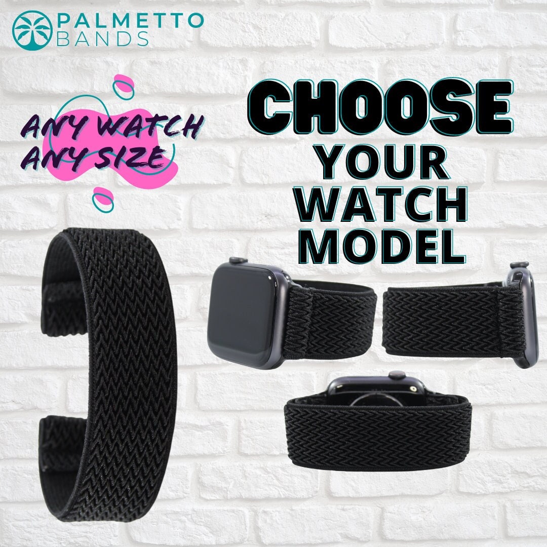 Elastic Watch Band Any Watch Model, Any Size Retro Black Chevron