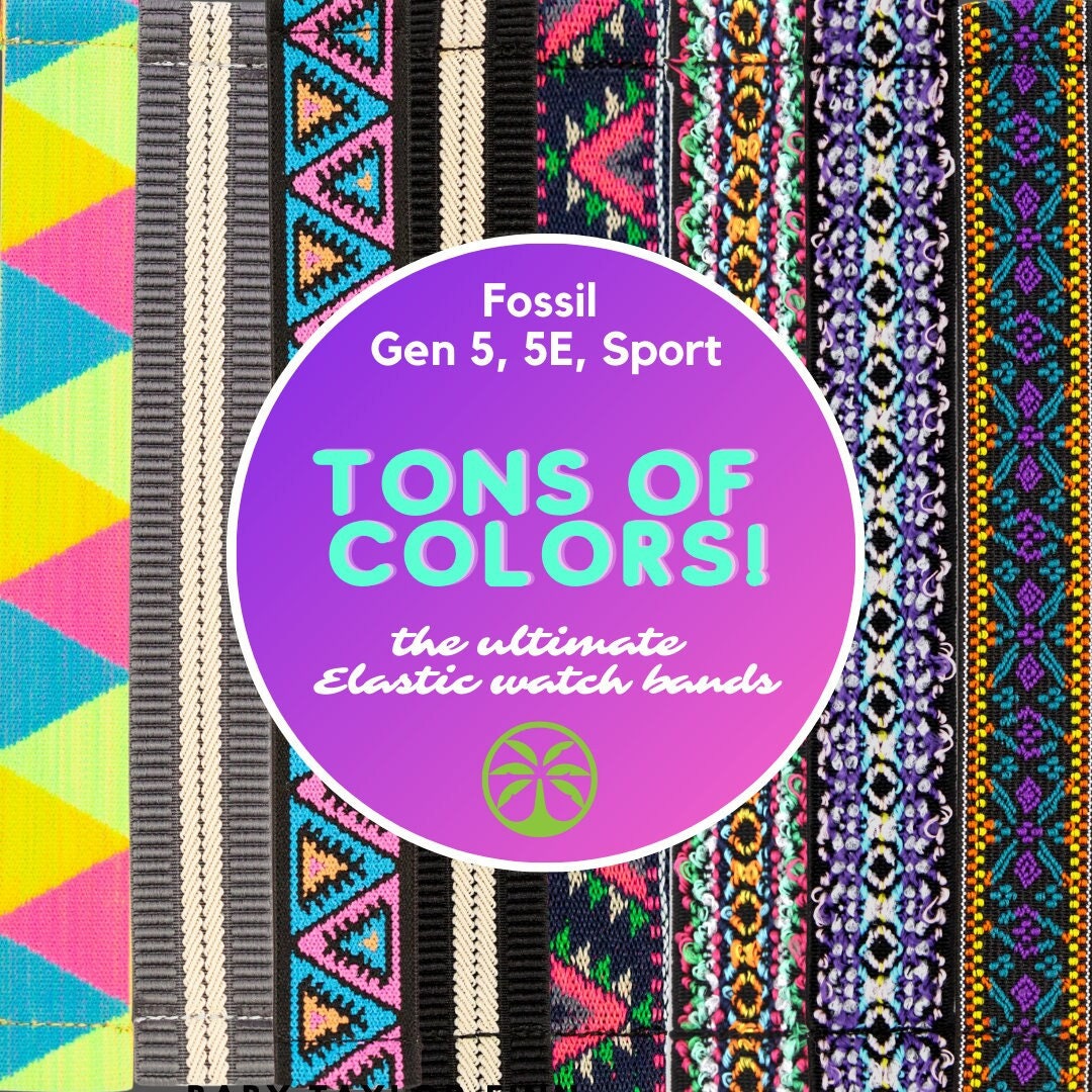Elastische horlogeband voor Fossil Gen 5 5E Sport Kies uw patroon Tal van opties Inclusief 18 mm of 22 mm adapters Rekbare band Etsy Belgie