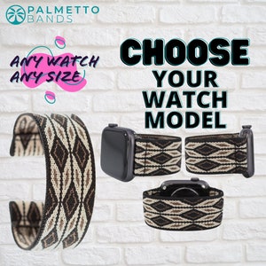 Elastic Watch Band - Any Watch Model, Any Size | Black Brown Argyle | Stretch Smartwatch Band Loop Strap | Holiday Gift | Men Women Kids