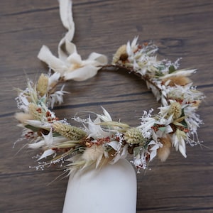 Prairie Romance Flower Crown  Dried Flowers  Halo  Flower Crown  Rustic  Boho Sage Green