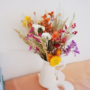 Dried Colorful Flower Bouquet, Dry Floral Arrangement, Beautiful Handmade Everlasting Field Flowers Gift, Baby Breath ，Rabbit Tail
