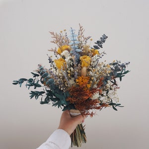 Dry Rose Bride Bouquet, Wild Flower Dry Flower Bouquet, Bohemian Wedding Bouquet, Autumn Wedding Bridesmaid Bouquet