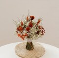 Burnt Orange Dried Flower Bouquet, Autumn Wedding Flowers
