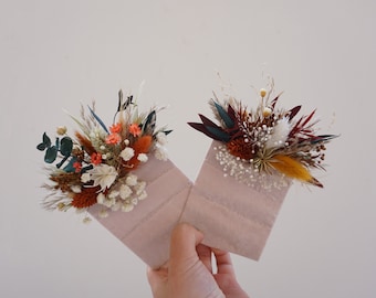 Gebrannte Orange Tasche Boutique/Hochzeitstasche Boutonniere/Eukalyptus Blätter+Baby atmen Bräutigam Boutonniere/Hochzeits-Accessoires