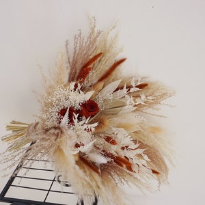 Terracotta and Burnt orange, ivory bouquet, Pampas Grass Bridal Bouquet, boho bouquet, fall bouquet image 4