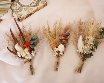 Boho Set Mini Dried Flower Bouquets  | Small Bottle Arrangements | Table Decorations | Letter Box Gifts | Pampas | Corsages