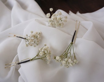 5 -24 stuks Baby's Breath Haarspeld, Gypsophila Haarspeld, Baby's Breath Bruidshaarspeld, Bruidshaaraccessoires, Gedroogde Bloem Haarspelden