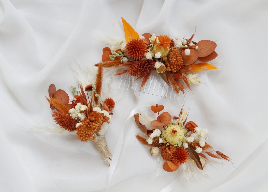 Burnt Orange Themed Wedding Dried Flower Decoration, Bohemian Wedding ...