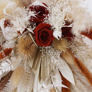 Terracotta and Burnt orange, ivory bouquet, Pampas Grass Bridal Bouquet, boho bouquet, fall bouquet image 9