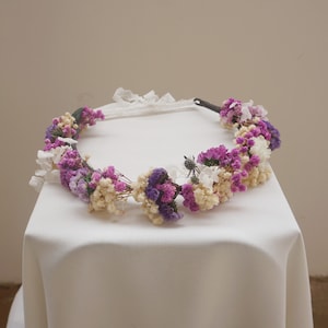 Purple Baby&#39;s Breath - Bride Wedding Crown - Girl flower hairband