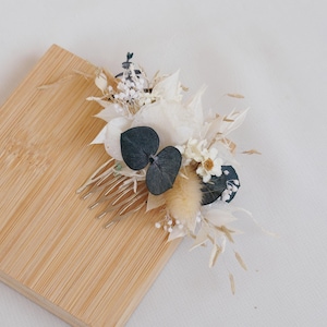 Bohemian dried flower hair comb, countryside wedding eucalyptus bride comb, dried flower hair comb, daisy comb, hair accessories