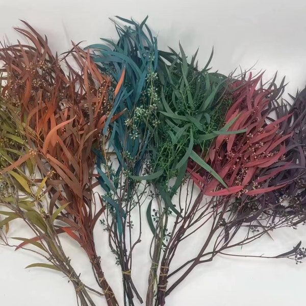 Preserved-Dried Feather Willow Eucalyptus |  Wedding, Event, Bridal, DIY, Home Office Decor | Bulk Dried Greenery Bunches