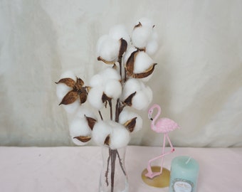 Un bouquet de coton sec, coton fait main, fleurs séchées, composition florale, support artisanal coton mariage, décoration maison