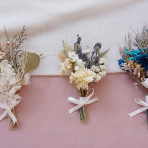 Conjunto Boho Mini Buquês de Flores Secas | Presente de Dama de Honra | Arranjos para garrafas pequenas | Decorações de mesa | Presentes em caixa de correio
