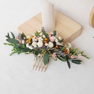 Rural wedding dried flower hair comb, eucalyptus baby breathing bohemian bride hair comb, dried flower hair comb, wedding hair accessories