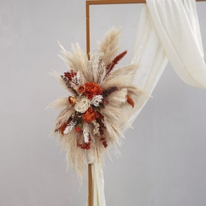 Bohemian Arch Dry Papas Grass and Black Elements, Wedding Holiday Anniversary Dry Flower Arrangement Decoration