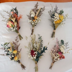 Boho-Set Mini-Trockenblumenstrauß, Rosen-Ministrauß, Hochzeits-Mini-Trockenblumenstrauß | Vasendekoration | Briefkastengeschenk