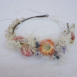Baby&#39;s Breath bruiloft halve kroon / kroon met gedroogde grassen wilde bloemen / kroon met gedroogde bloemen / Boho bruidskroon