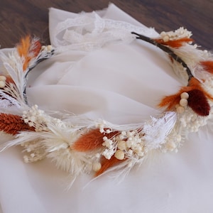Neutral Rust Tone Wedding Corolla/Pampas Corolla Wedding/Bride and Bridesmaid Headwear/Wild Grass Dry Flower Bundle