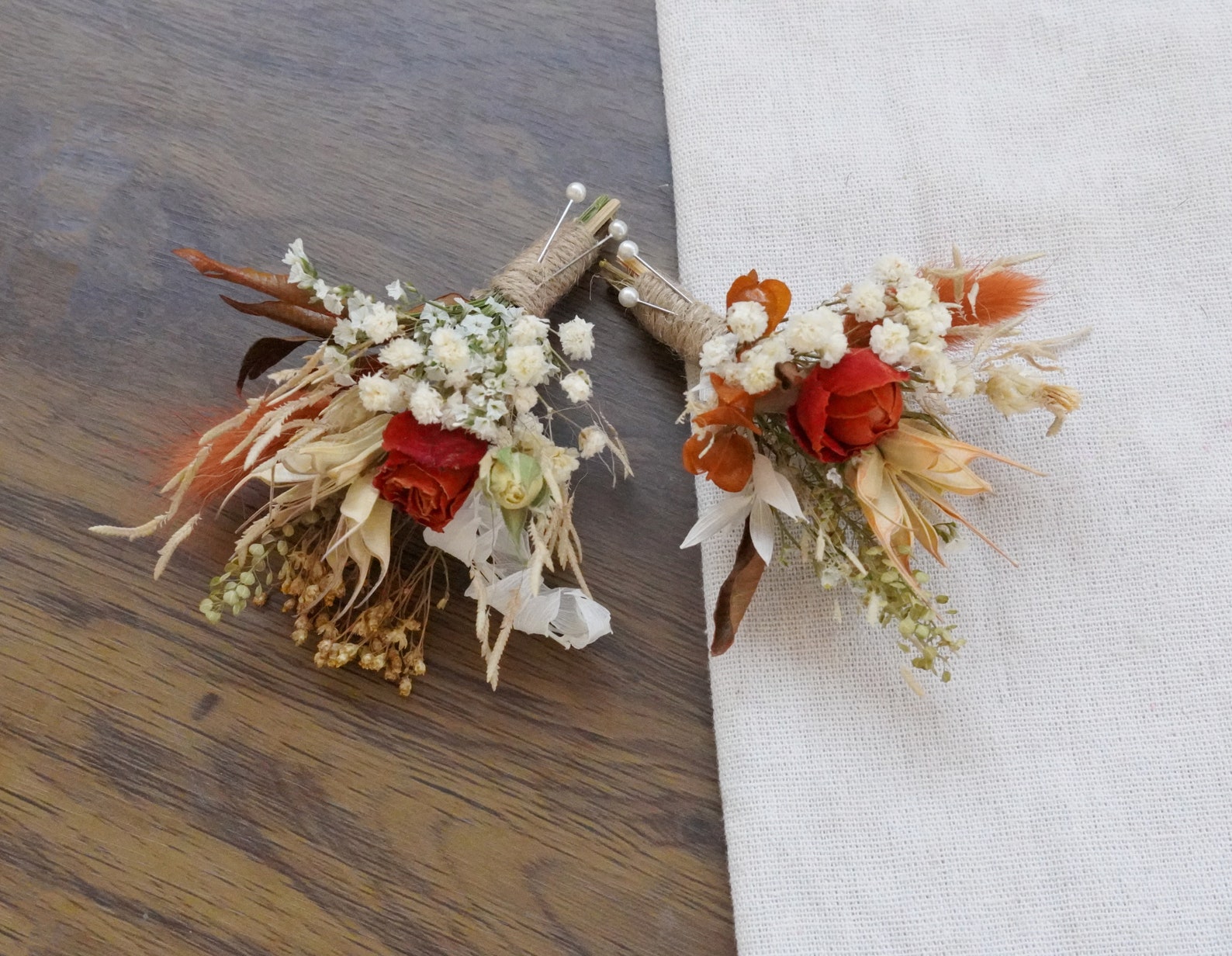 Burn Orange Themed Dry Flower Comb, Bride's Comb, Bohemian Baby ...