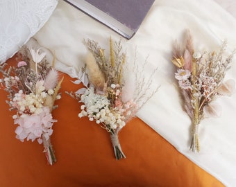 Boho Set Mini Dried Flower Bouquets | Small Bottle Arrangements | Table Decorations | Letter Box Gifts | Pampas grass mini bouquet