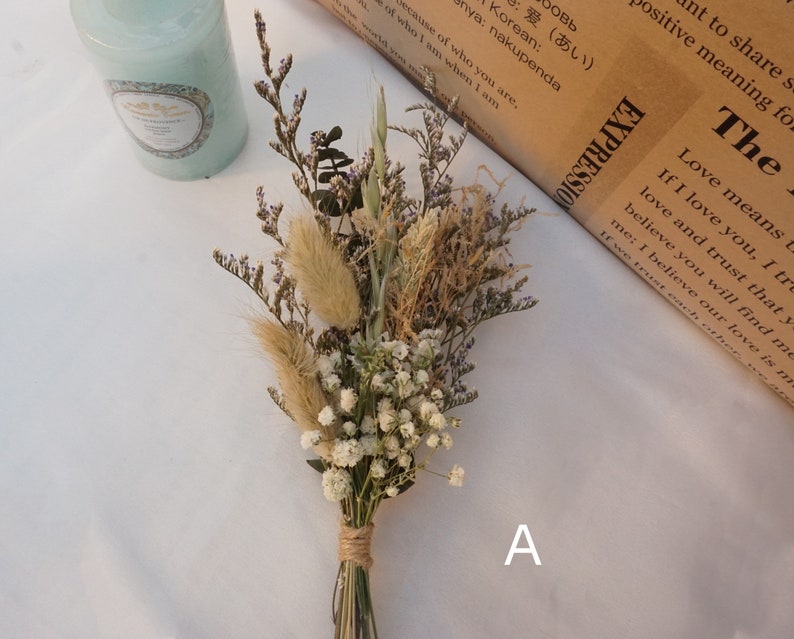 Ensemble bohème de mini bouquets de fleurs séchées Arrangements pour petites bouteilles Décorations de table Cadeaux boîte aux lettres image 4