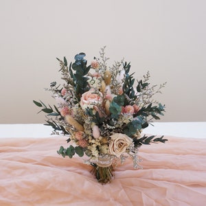 Rural Wedding Bride Bouquet, Eucalyptus Leaf Rose Wedding Decoration, Wild Flower Dried Flower Bouquet