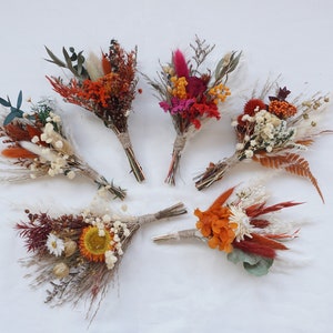 Gebranntes Oranges Mini-Bouquet | Sein Geschenk | Tischdekoration | Briefkasten Geschenk | Einladung Blumenstrauß | Brautjungferparty, Hochzeitseinladung