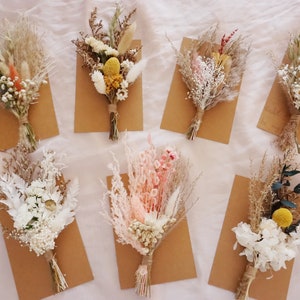Mini Dried flower bouquet | small milk bottle arrangement | table decoration | letterbox gift | pampas || BOHO cake flowers