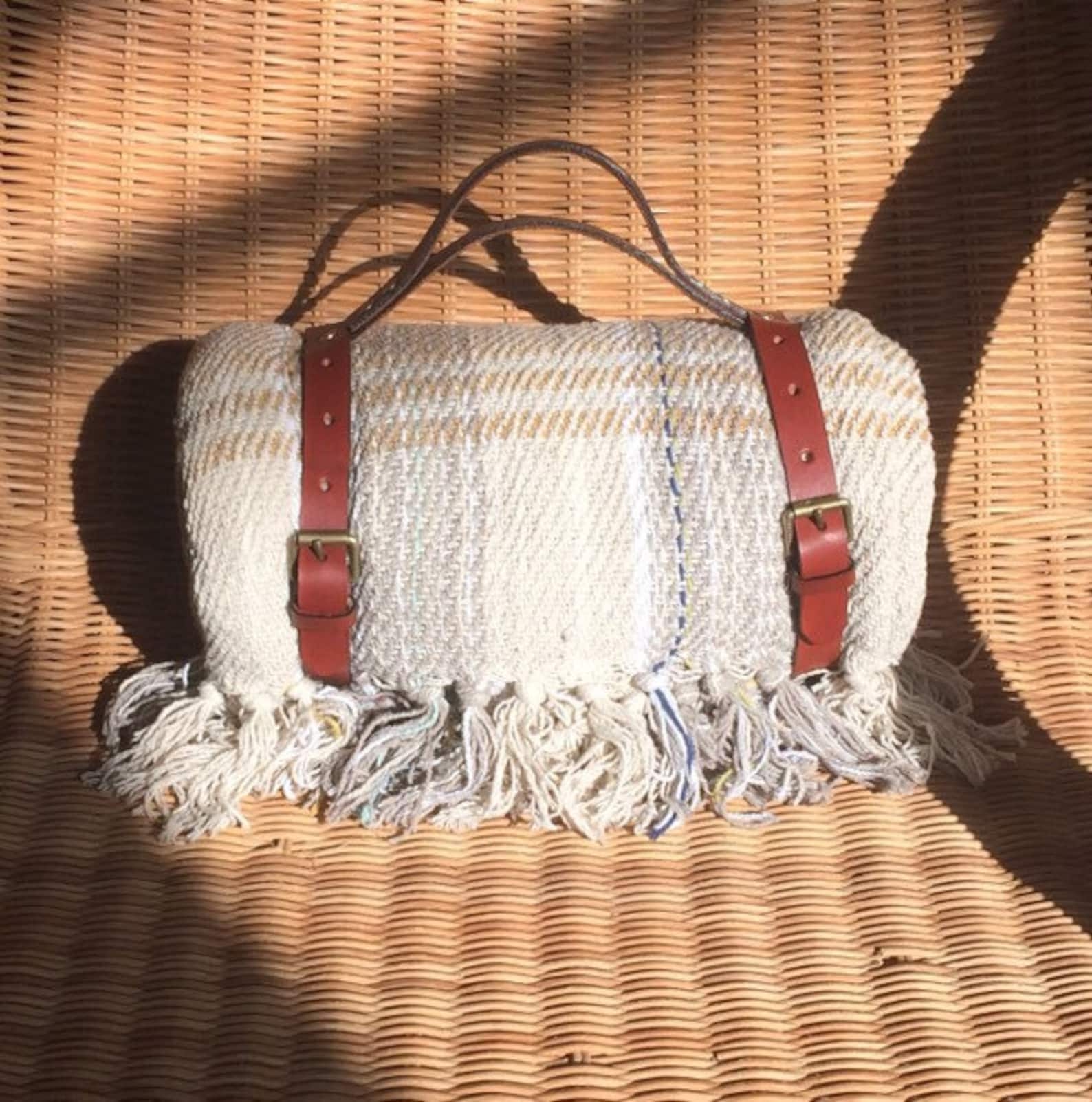 Leather Blanket Roll With 100 Recycled Wool Blanket Handmade Etsy UK