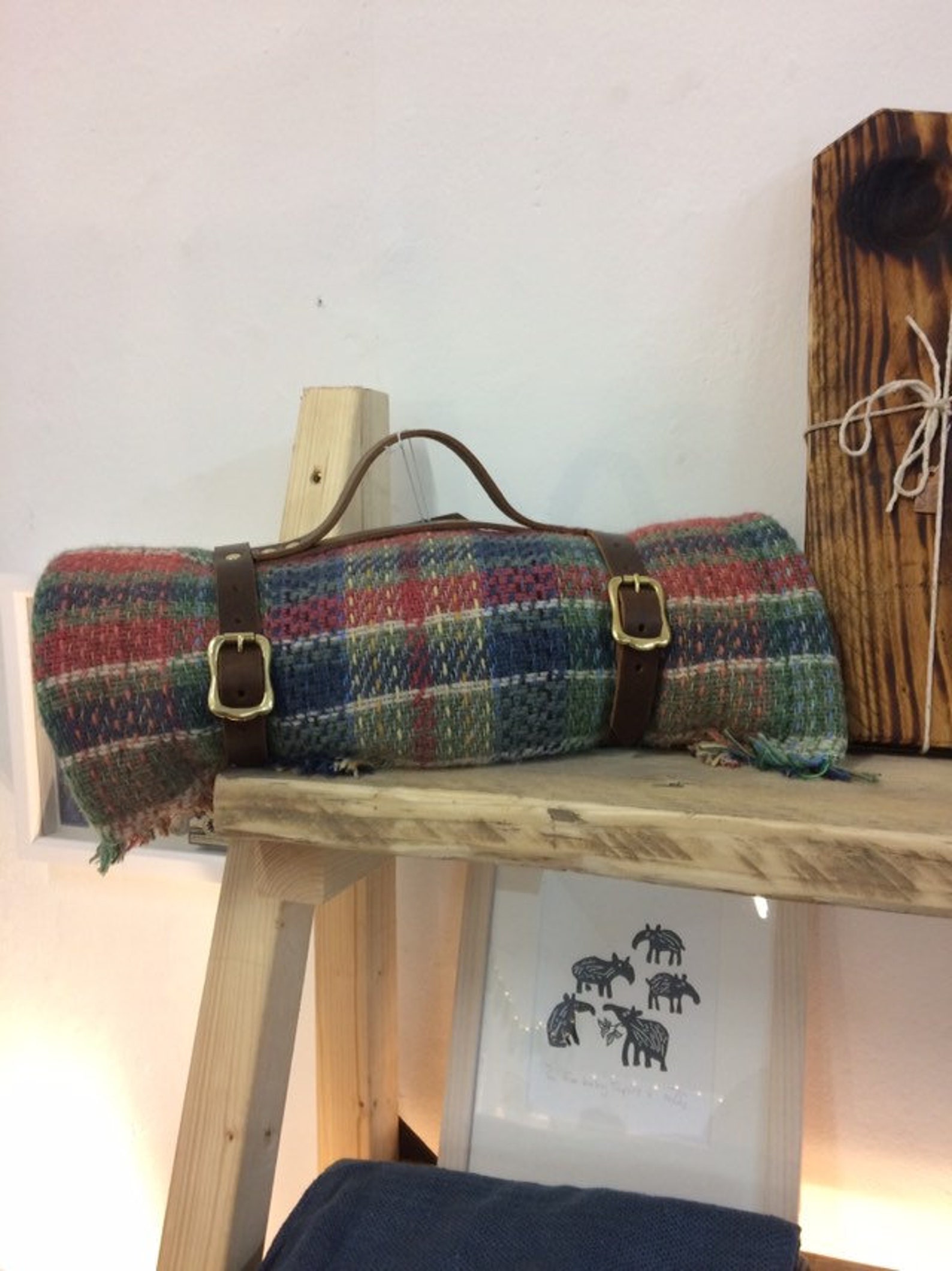 Leather Blanket Roll With 100 Recycled Wool Blanket Handmade Etsy UK