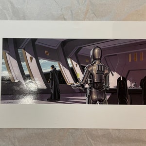 Phantom Menace vintage PRINT Star Wars Rare 1999 Doug Chiang Lithographs . Amazing concept art  45 X 26.5 cm approx. C3PO spaceship