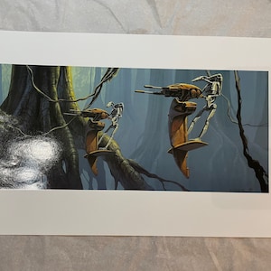 Phantom Menace vintage PRINT Star Wars Rare 1999 Doug Chiang Lithographs . Amazing concept art  45 X 26.5. Planet sci-fi robots space