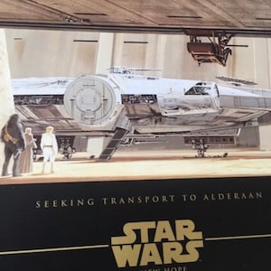Star Wars Ralph McQuarrie Concept Art Print Millennium falcon, seeking transport. Movie film memorabilia. Mint condition