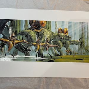 Phantom Menace vintage PRINT Star Wars Rare 1999 Doug Chiang Lithographien. Erstaunliche Konzeptkunst 45 X 26,5. Glas Glas’s Planet