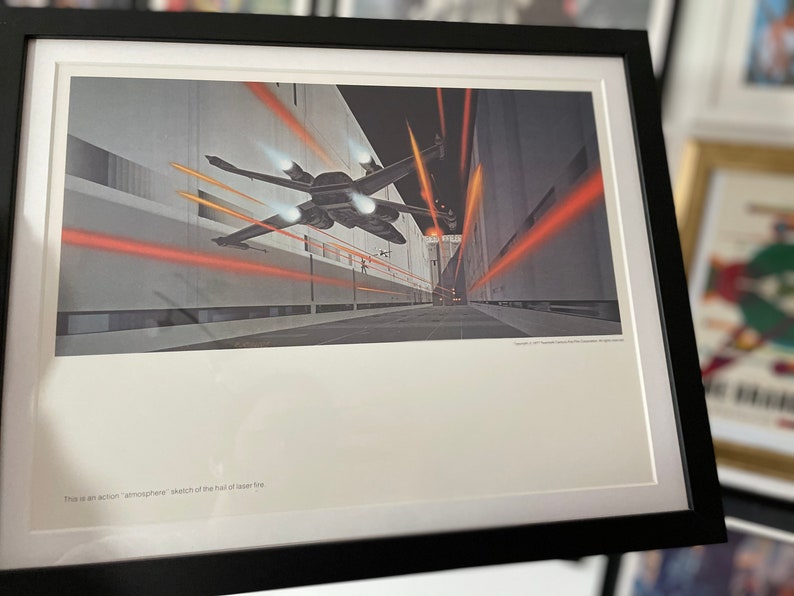 Framed Vintage 1977 Star Wars A New Hope X-Wing Assault on the Death Star by Ralph McQuarrie
