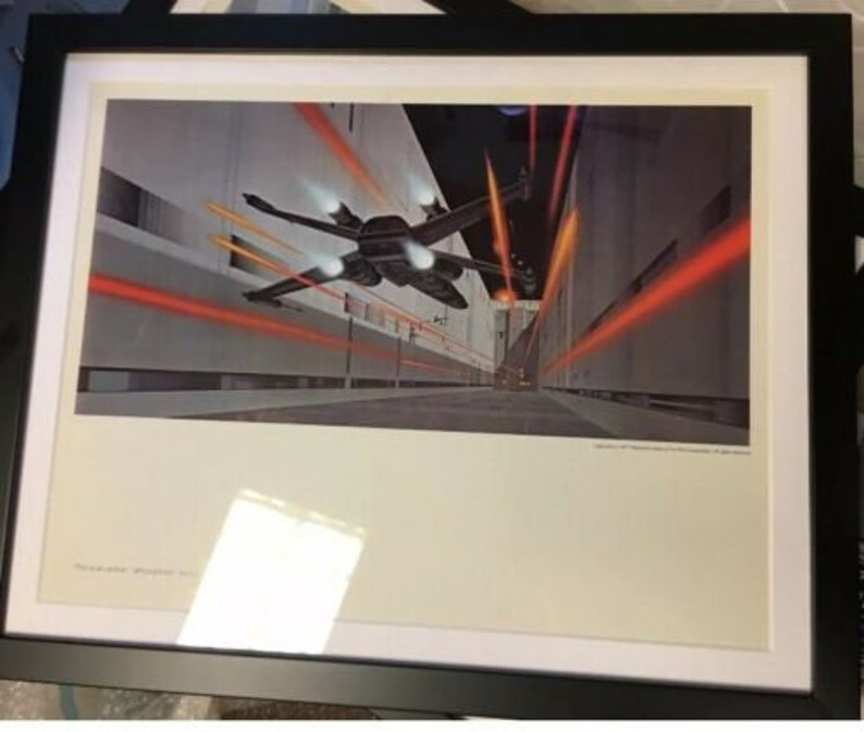 Framed Vintage 1977 Star Wars A New Hope X-Wing Assault on the Death Star by Ralph McQuarrie
