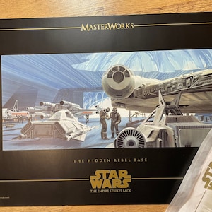 Star Wars Ralph McQuarrie Concept Art Print Millennium Falcon Lithograph ESB The Empire strikes back. Movie film memorabilia