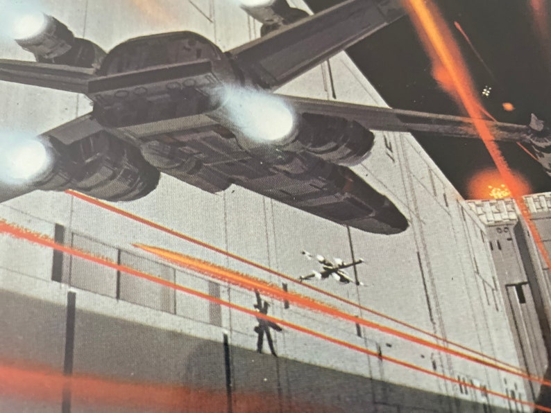 Framed Vintage 1977 Star Wars A New Hope X-Wing Assault on the Death Star by Ralph McQuarrie