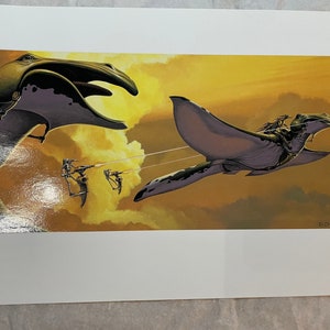 Phantom Menace vintage PRINT Star Wars Rare 1999 Doug Chiang Lithographs . Amazing concept art  45 X 26.5. Planet sci-fi robots space