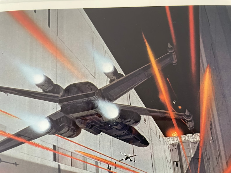Framed Vintage 1977 Star Wars A New Hope X-Wing Assault on the Death Star by Ralph McQuarrie