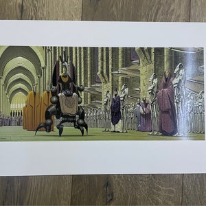 Phantom Menace vintage PRINT Star Wars Rare 1999 Doug Chiang Lithographs . Amazing concept art  45 X 26.5. Planet sci-fi robots space