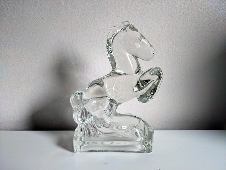 Vintage Art Deco Clear Glass Horse Statue Bookend Etsy