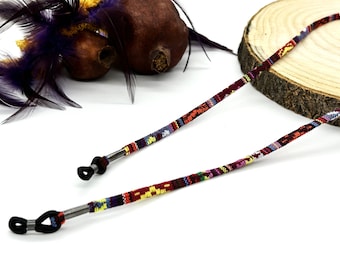 Brillenband | Sonnenbrillenband aus buntem Stoff, Boho Brillenkette, handgefertigte Brillenkordel, unisex Schmuck, Geschenk für sie und ihn