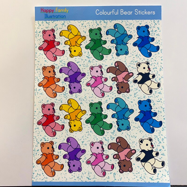 Teddy Bear Planner Stickers 20 Sheet Colourful Stickers | Etsy