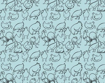 Farm Animals Blue Chicken Repeating Pattern Download for Crafts Wallpapers and Backgrounds
