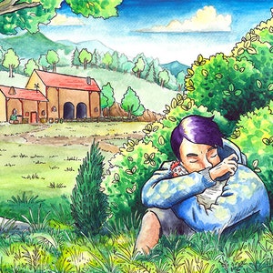 Impresión del artista Shane y Charlie de Stardew Valley