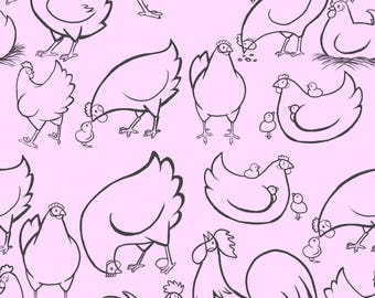 Farm Animals Pink Chicken Repeating Pattern Download for Crafts Wallpapers and Backgrounds